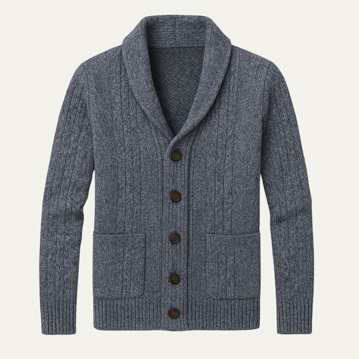 Men's Knit Cardigan Sweater | Shawl Collar Relaxed Fit Hero