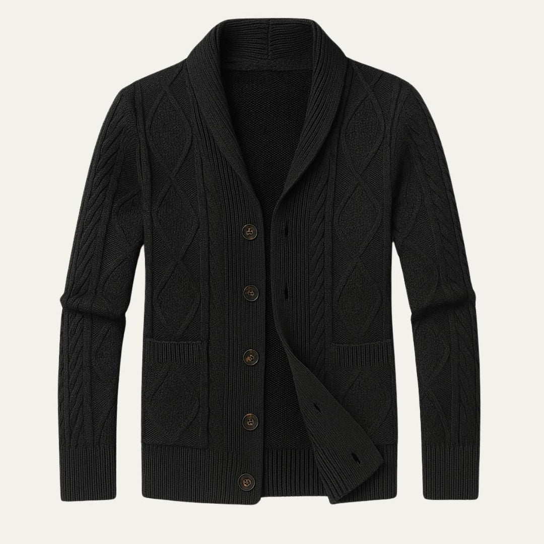 Men's Knit Cardigan Sweater | Shawl Collar Relaxed Fit Lifestyle