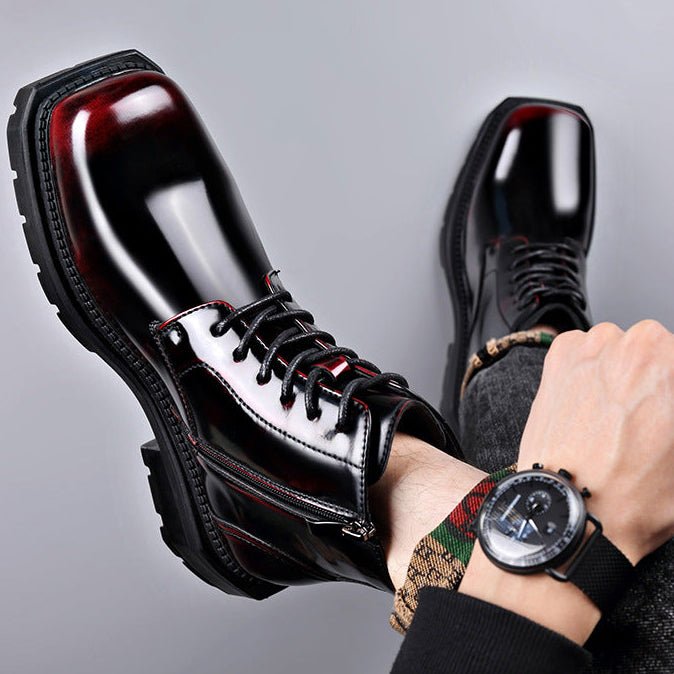 Men's Leather Ankle Boots | Chunky Lug Sole Close Up