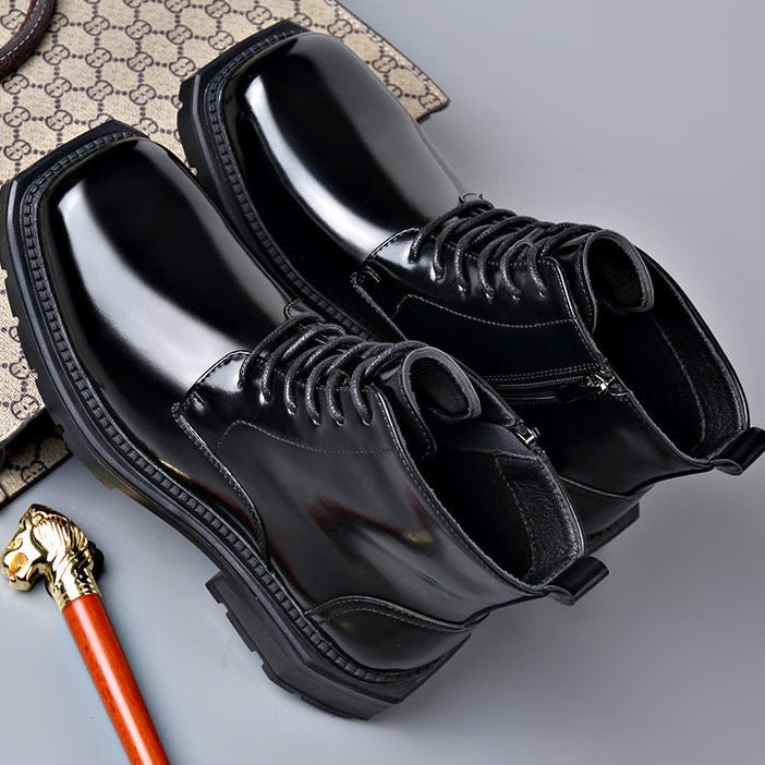 Men's Leather Ankle Boots | Chunky Lug Sole Full