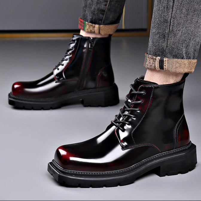 Men's Leather Ankle Boots | Chunky Lug Sole Side