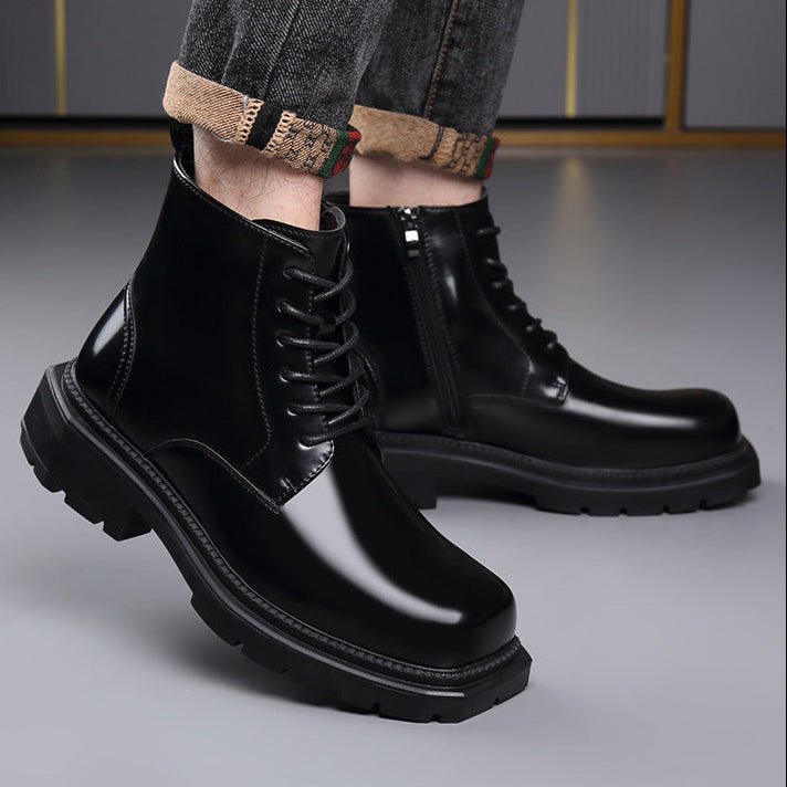 Men's Leather Ankle Boots | Chunky Lug Sole View 11