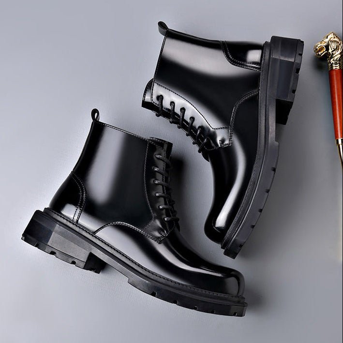 Men's Leather Ankle Boots | Chunky Lug Sole View 13