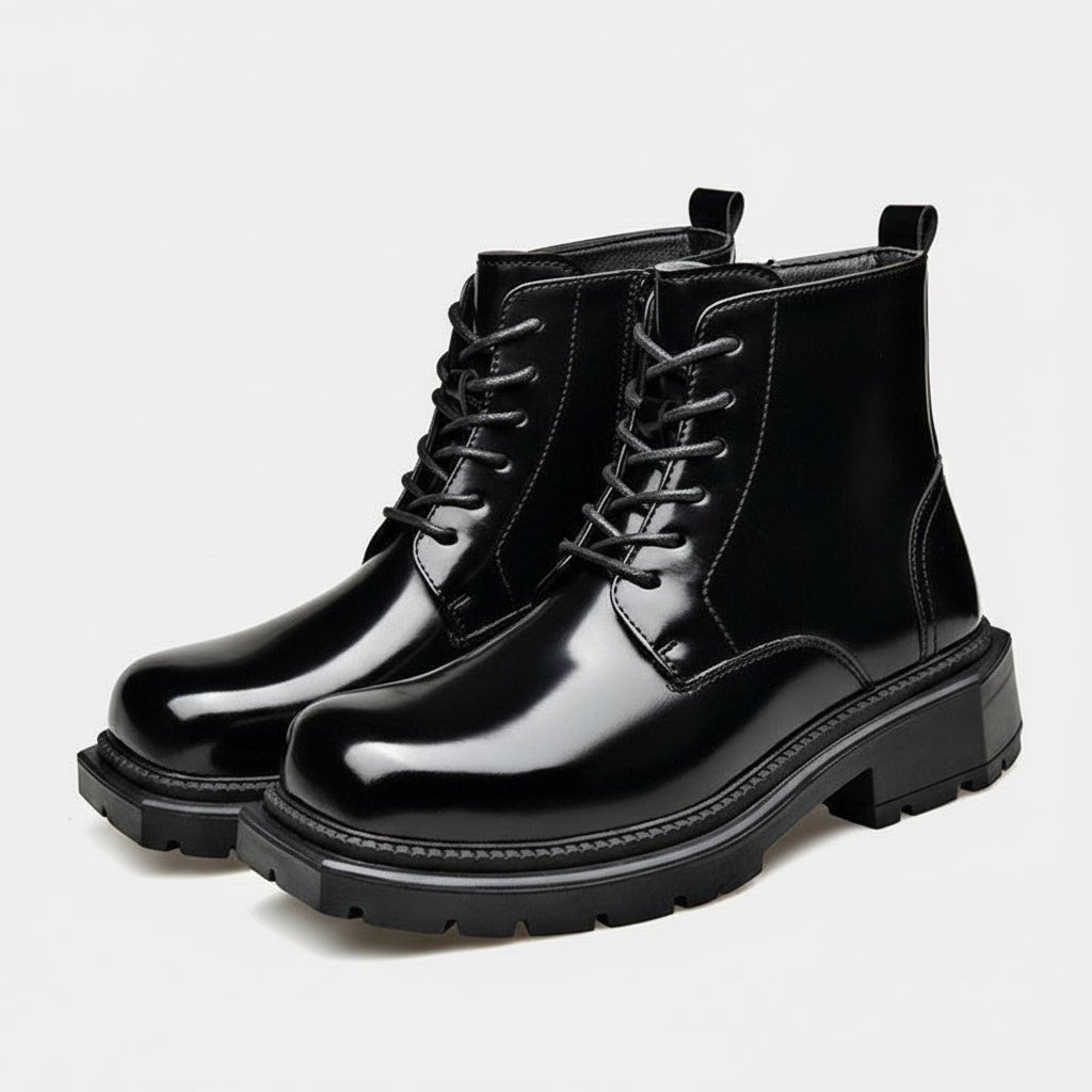 Men's Leather Ankle Boots | Chunky Lug Sole View 18