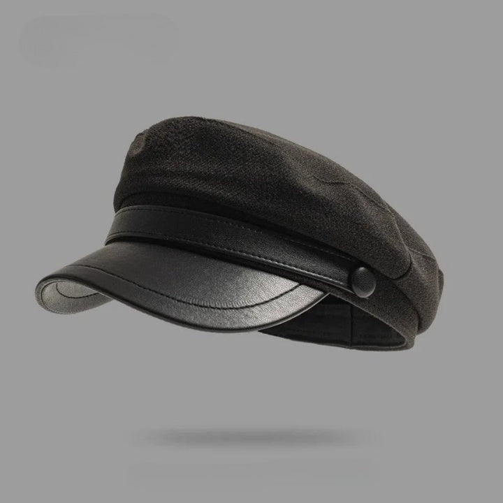Men's Leather Brim Fisherman Cap | Felt Crown Back