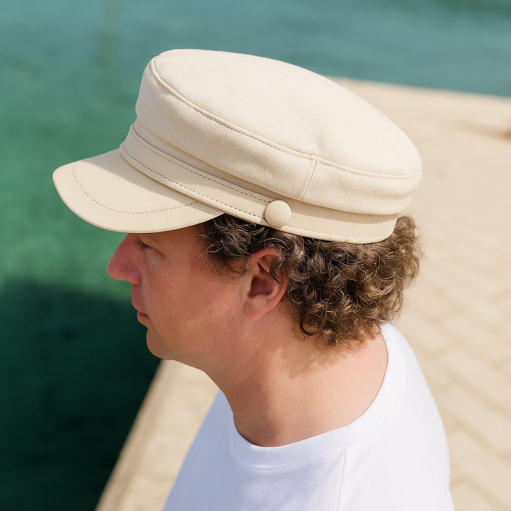 Men's Leather Brim Fisherman Cap | Felt Crown Detail