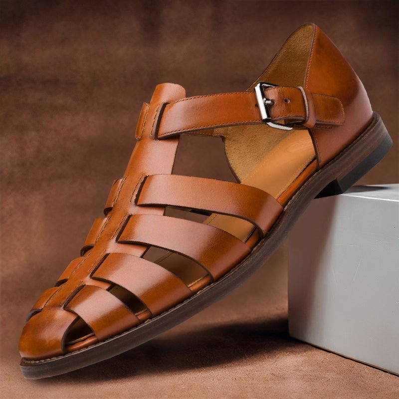 Men's Leather Fisherman Sandals | Multi-Strap Detail