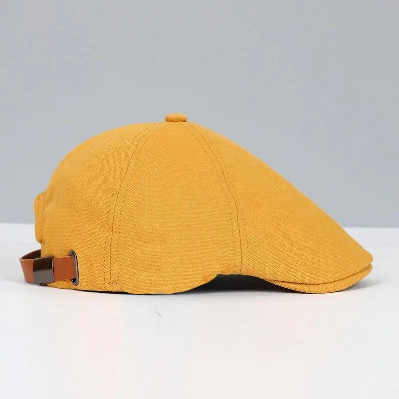 Men's Leather Strap Flat Cap | Adjustable Back