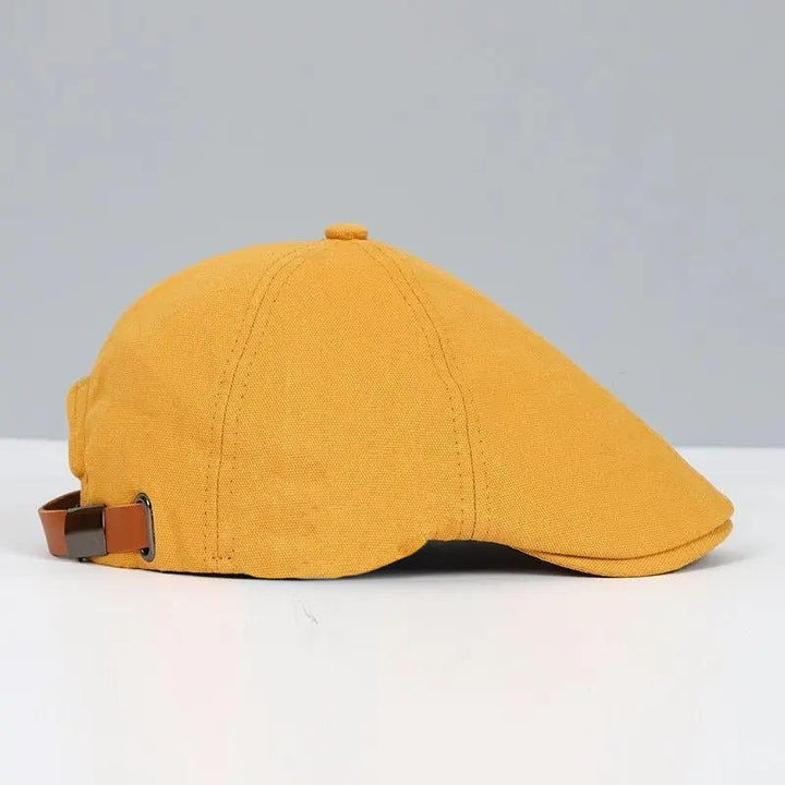 Men's Leather Strap Flat Cap | Adjustable Back