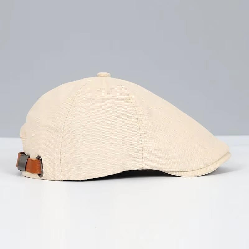 Men's Leather Strap Flat Cap | Adjustable Close Up