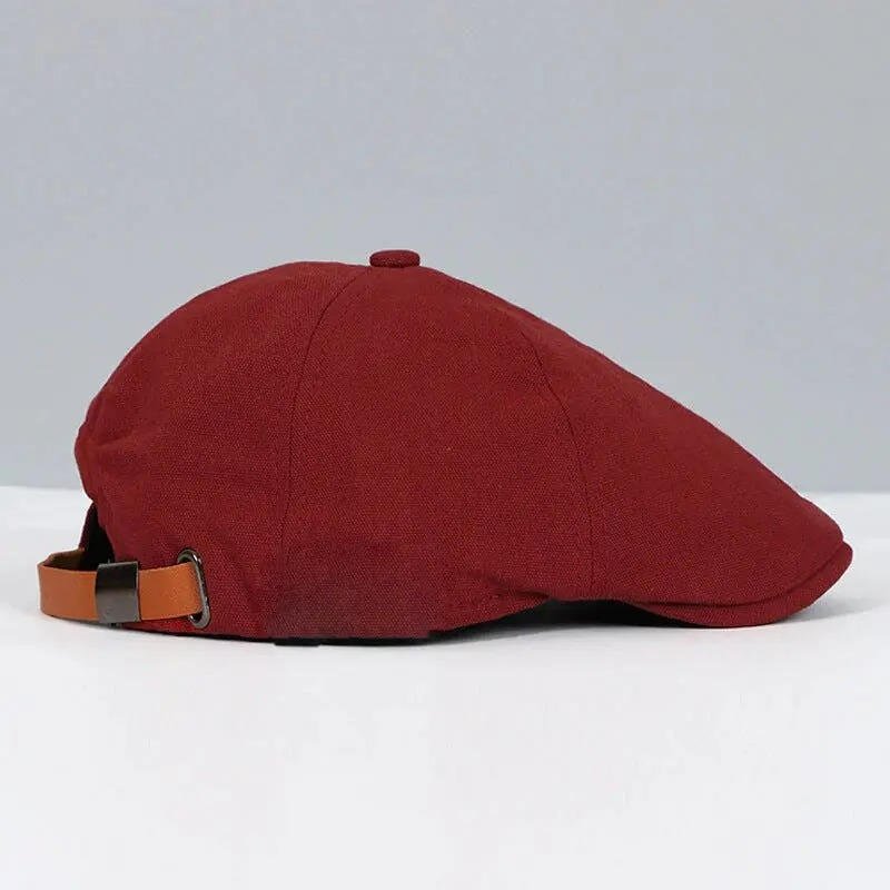 Men's Leather Strap Flat Cap | Adjustable Detail
