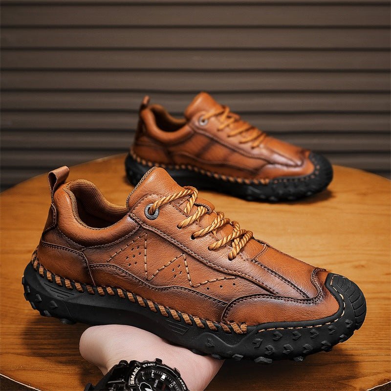 Men's Leather Trail Sneakers | Hand-Stitched Lugged Sole Back