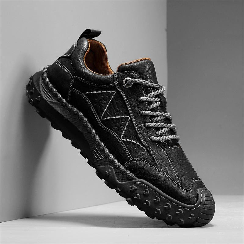 Men's Leather Trail Sneakers | Hand-Stitched Lugged Sole Detail