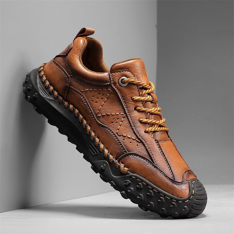Men's Leather Trail Sneakers | Hand-Stitched Lugged Sole Front
