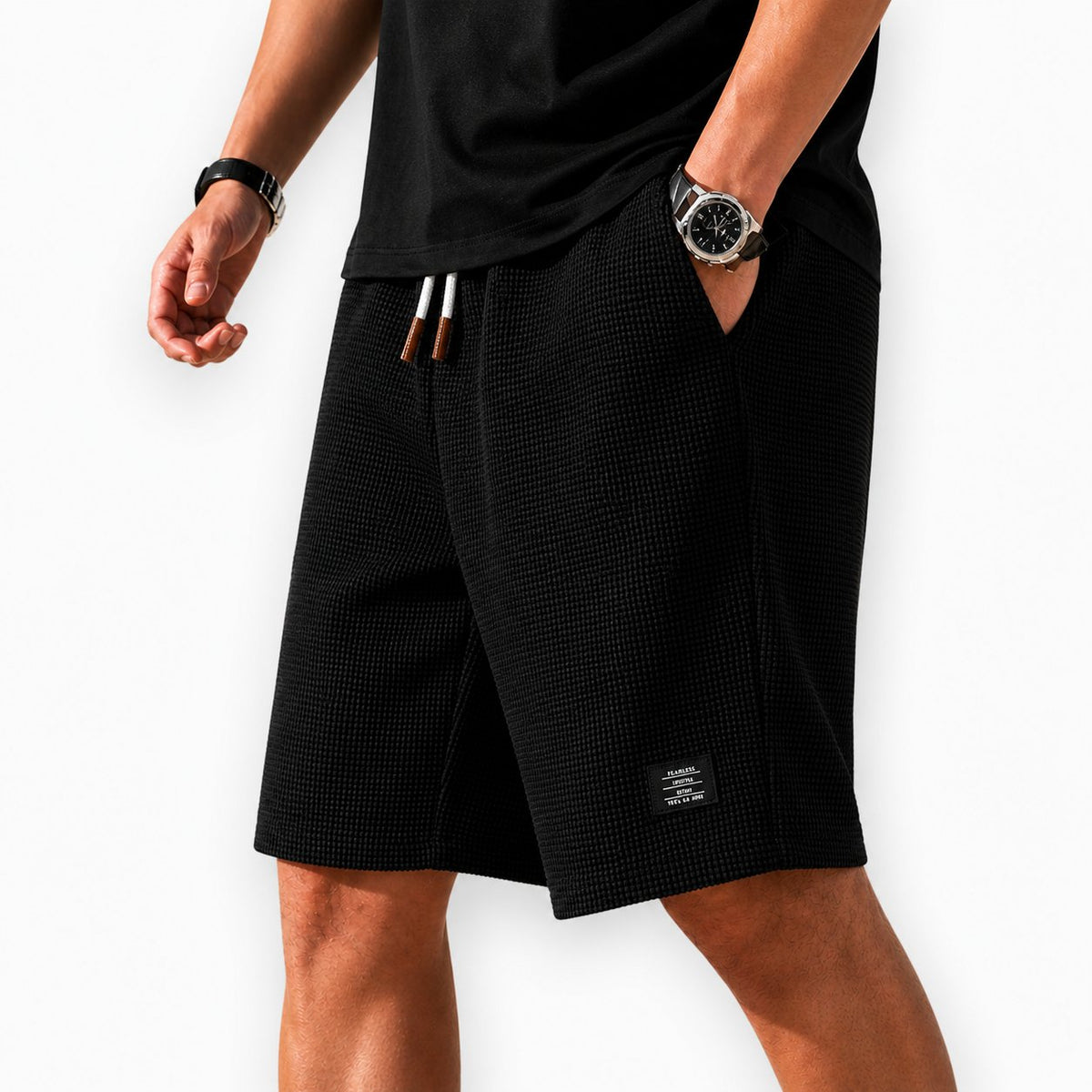 Men's Lightweight Summer Waffle Shorts Pants Detail