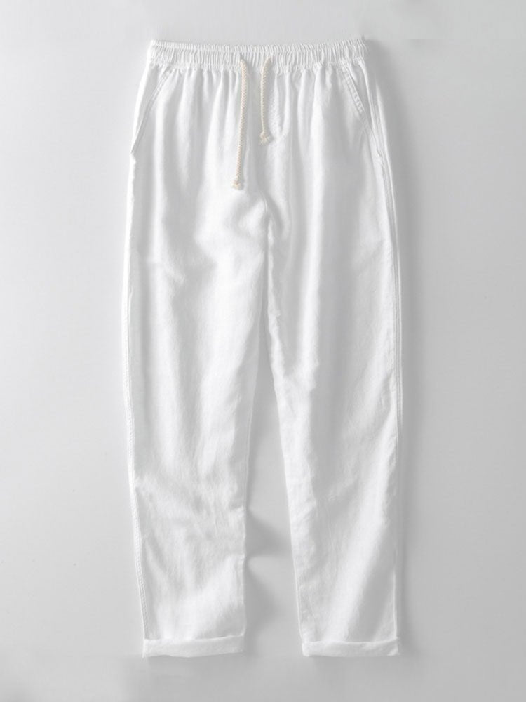 Men's Linen Band Collar Co-Ord Set | Shirt & Trousers View 11