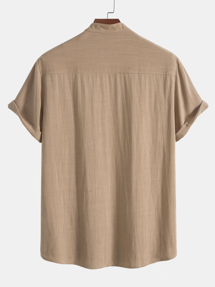 Men's Linen Band Collar Co-Ord Set | Shirt & Trousers View 12
