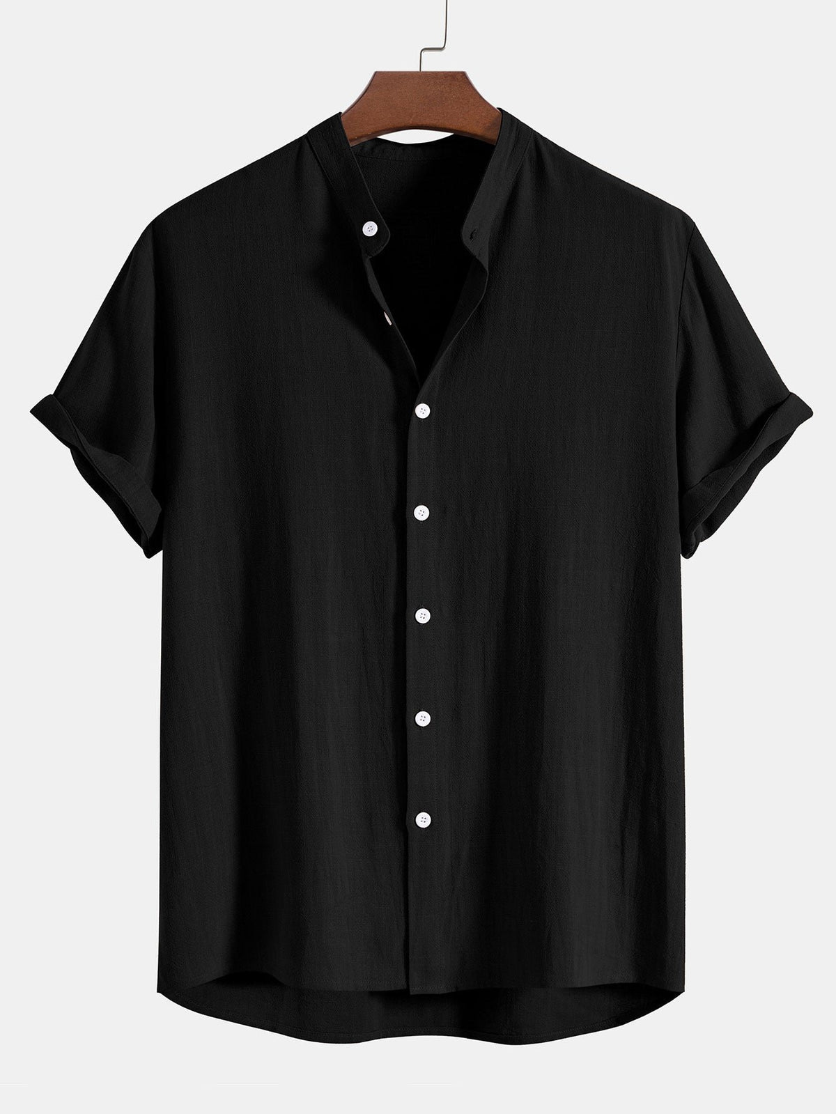 Men's Linen Band Collar Co-Ord Set | Shirt & Trousers View 13