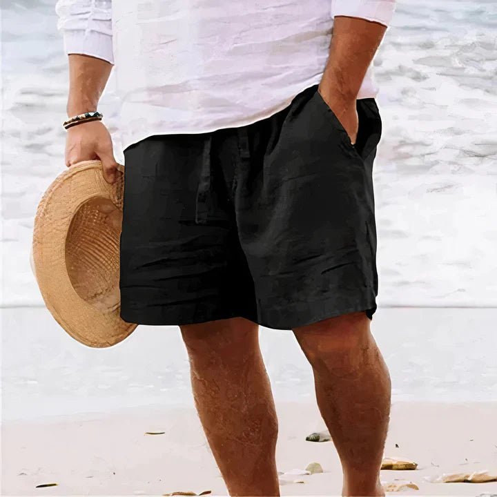 Men's Linen Drawstring Shorts | Relaxed Casual Fit Close Up