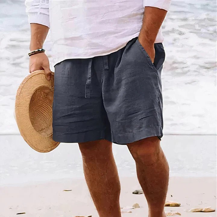 Men's Linen Drawstring Shorts | Relaxed Casual Fit Detail