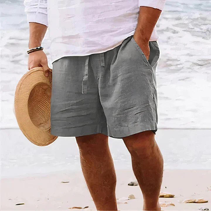 Men's Linen Drawstring Shorts | Relaxed Casual Fit Side