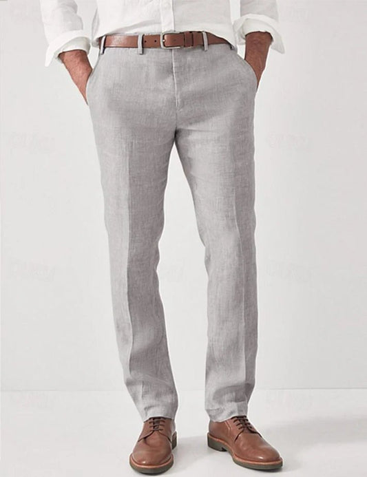 Men's Linen Dress Pants | Slim Fit Summer Front