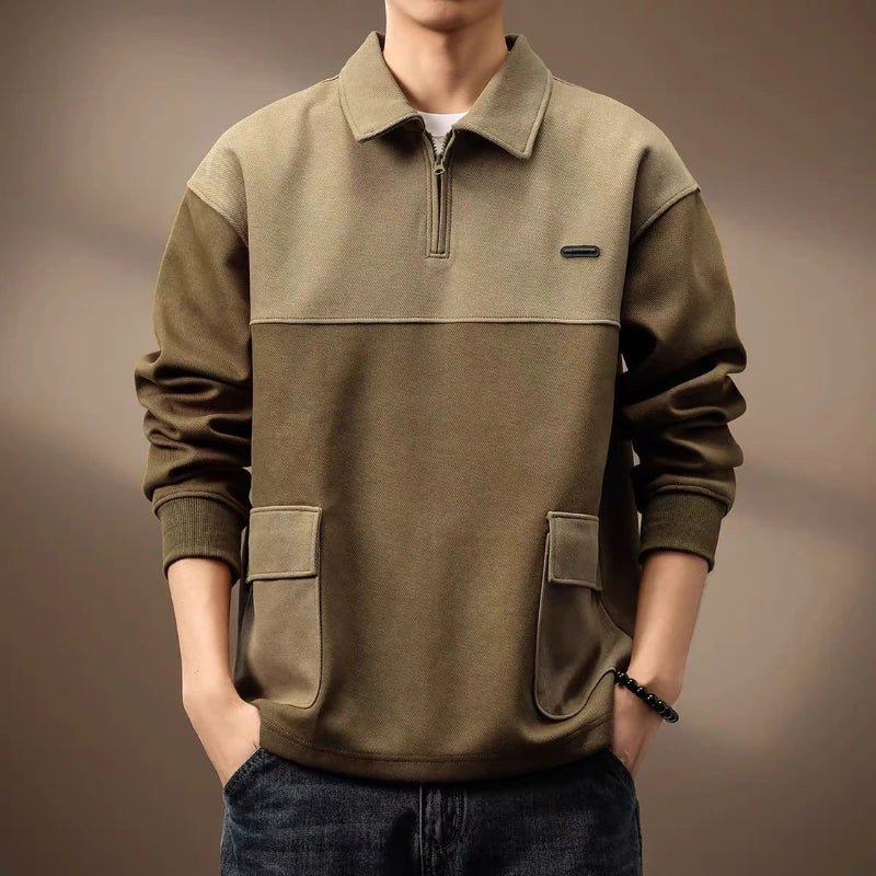 Men's Long Sleeve Polo Shirt | Color Block Quarter-Zip Hero