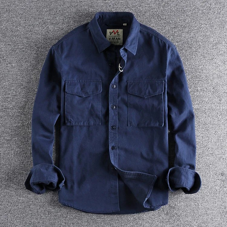 Men's Long Sleeve Shirt | Dual Chest Pocket Casual Side
