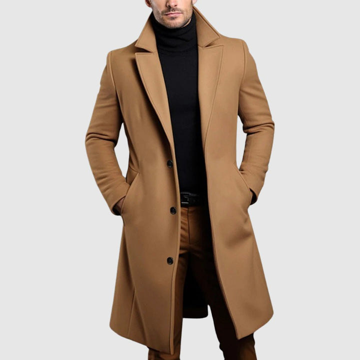 Men's Longline Single-Breasted Wool Coat | Lapel Hero