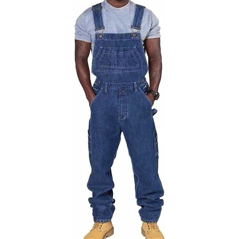 Men's Loose Fit Denim Bib Overalls | Multi-Pockets Workwear Hero