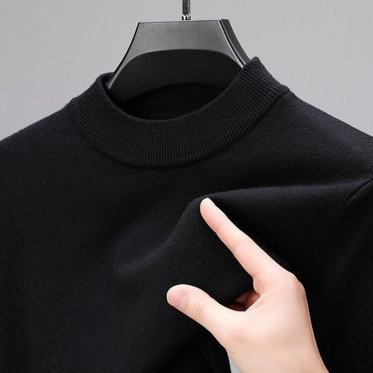 Men's Mock Neck Pullover Sweater Close Up