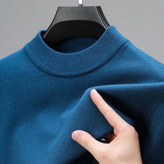 Men's Mock Neck Pullover Sweater Detail