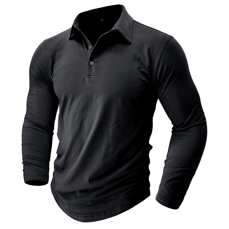 Men's Modern Longsleeve Polo | Contrast Inner Collar Smart Casual Back
