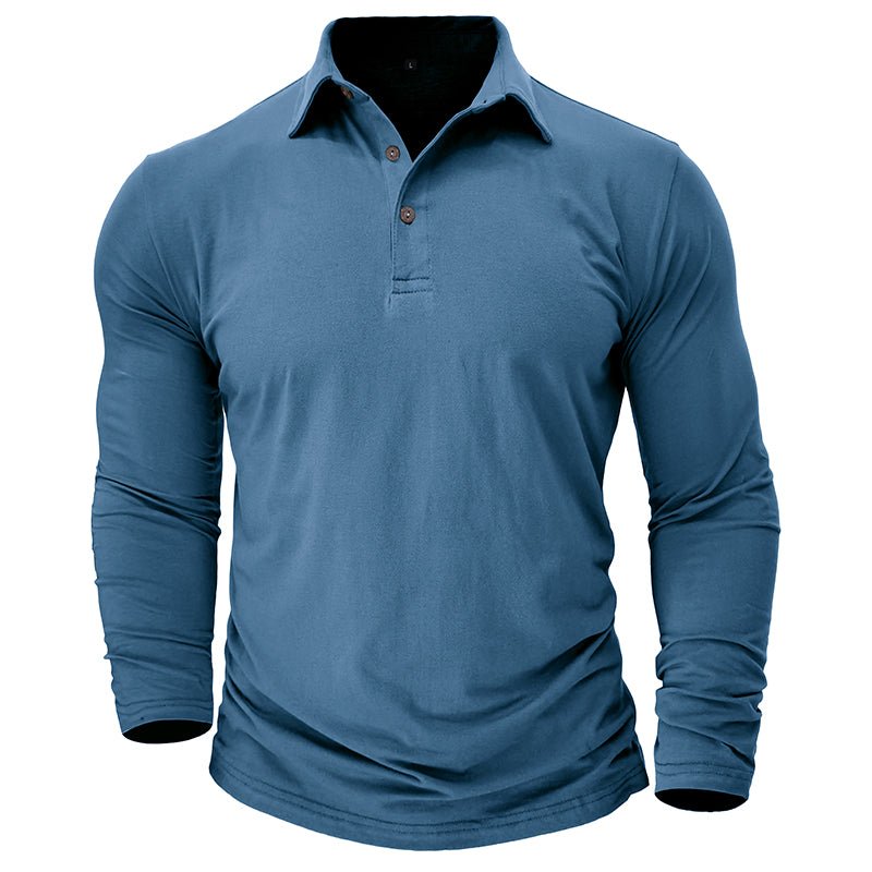 Men's Modern Longsleeve Polo | Contrast Inner Collar Smart Casual View 13