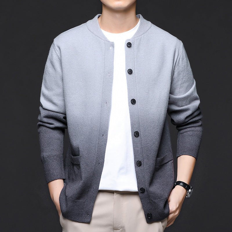 Men's Ombre Cardigan Sweater | Gradient Knit Ribbed Cuffs Lifestyle