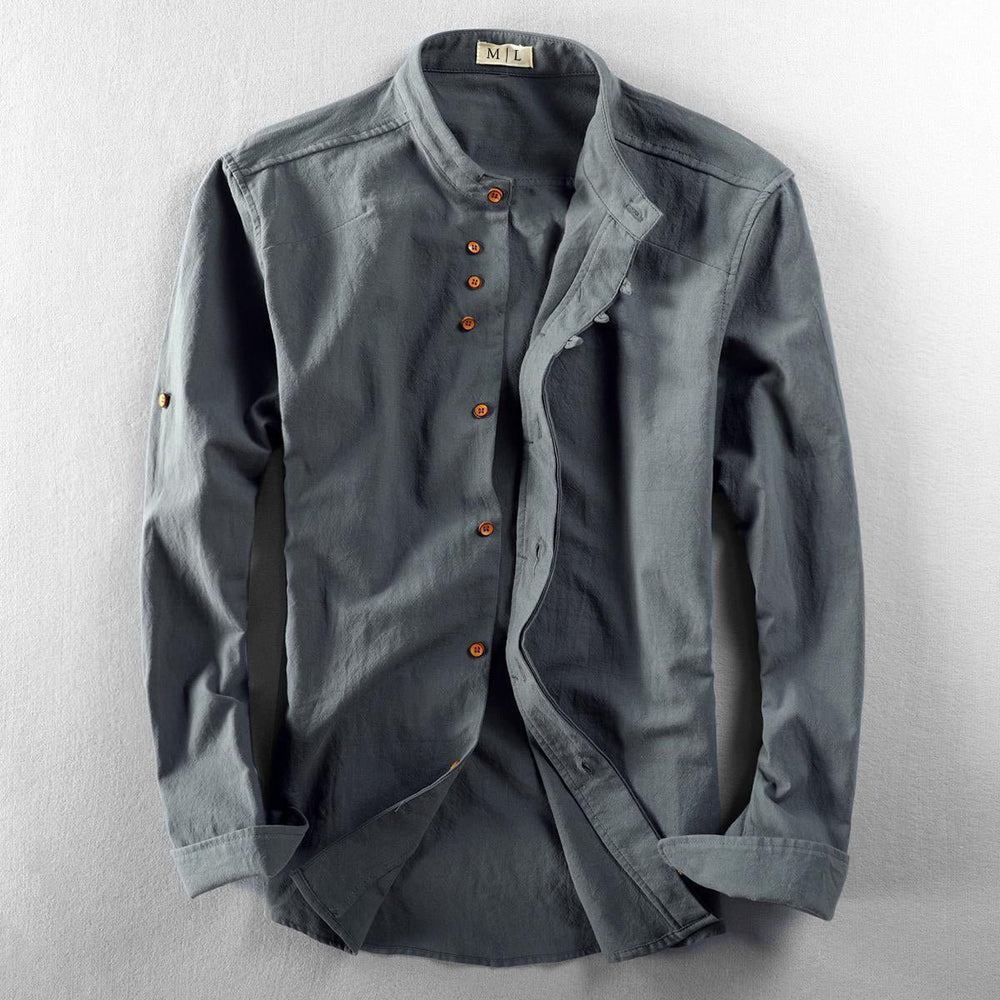 Men's Osaka Linen Shirt | Orange Buttons Front