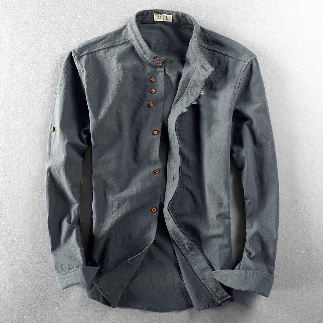 Men's Osaka Linen Shirt | Orange Buttons Front