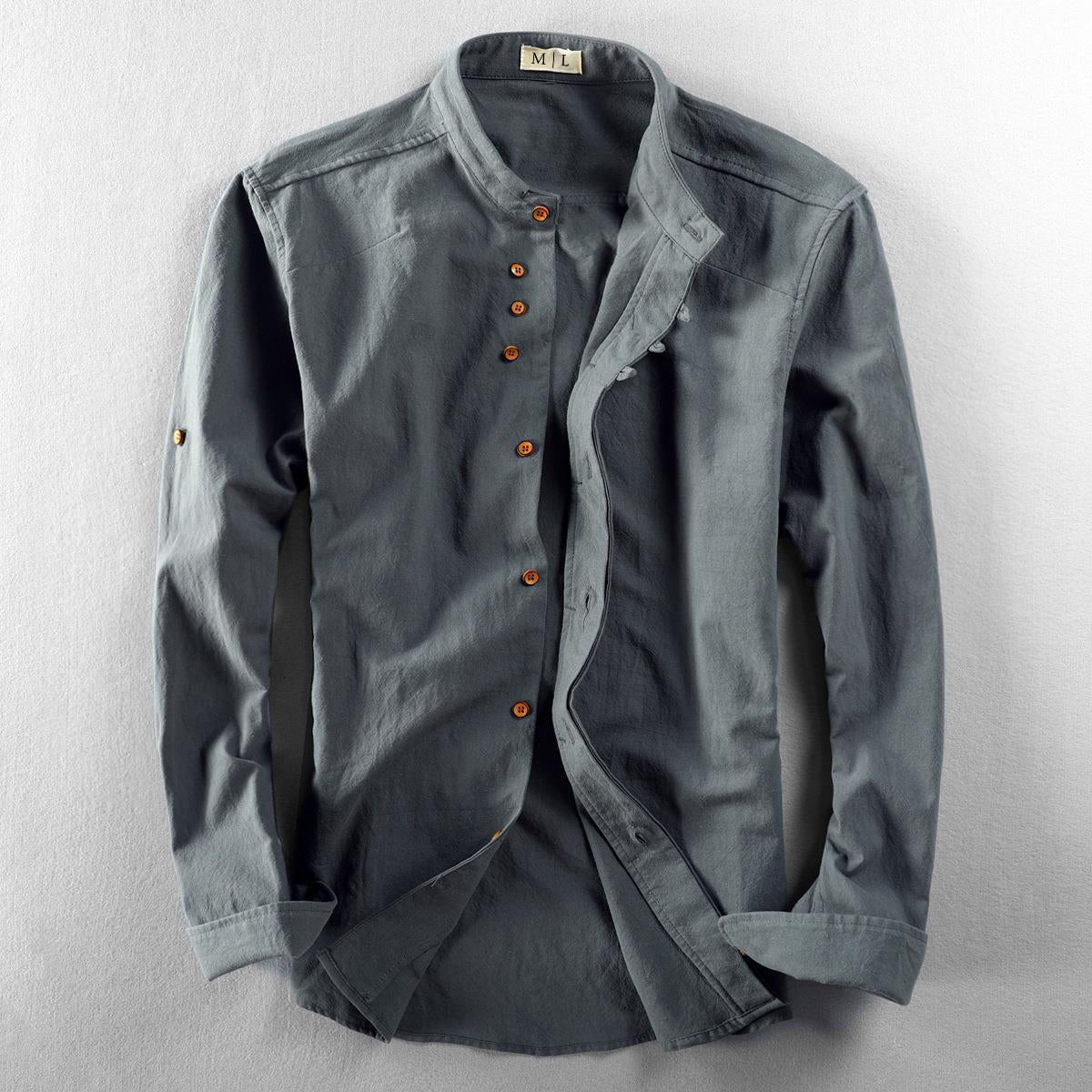 Men's Osaka Linen Shirt | Orange Buttons Front