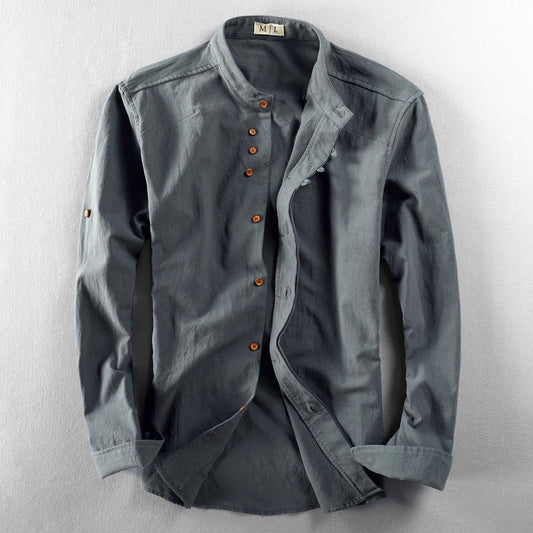 Men's Osaka Linen Shirt | Orange Buttons Front