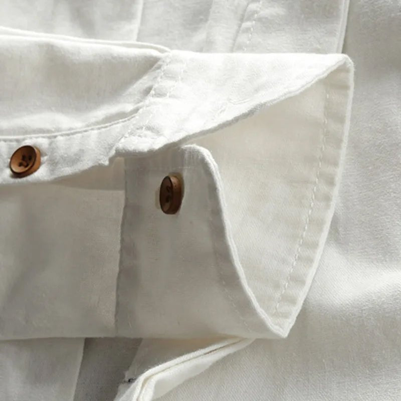 Men's Osaka Linen Shirt | Orange Buttons Full