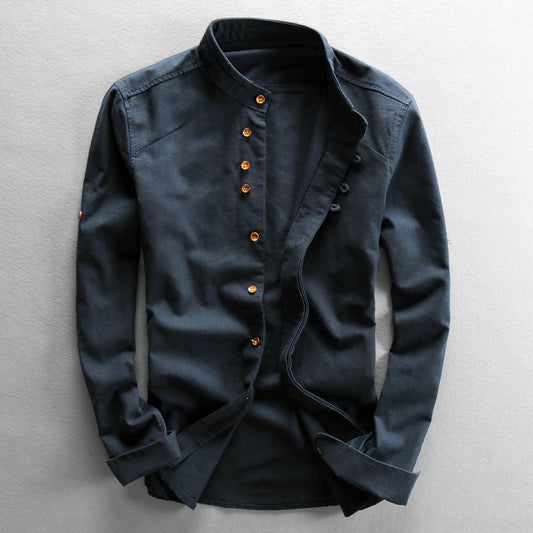 Men's Osaka Linen Shirt | Orange Buttons Hero