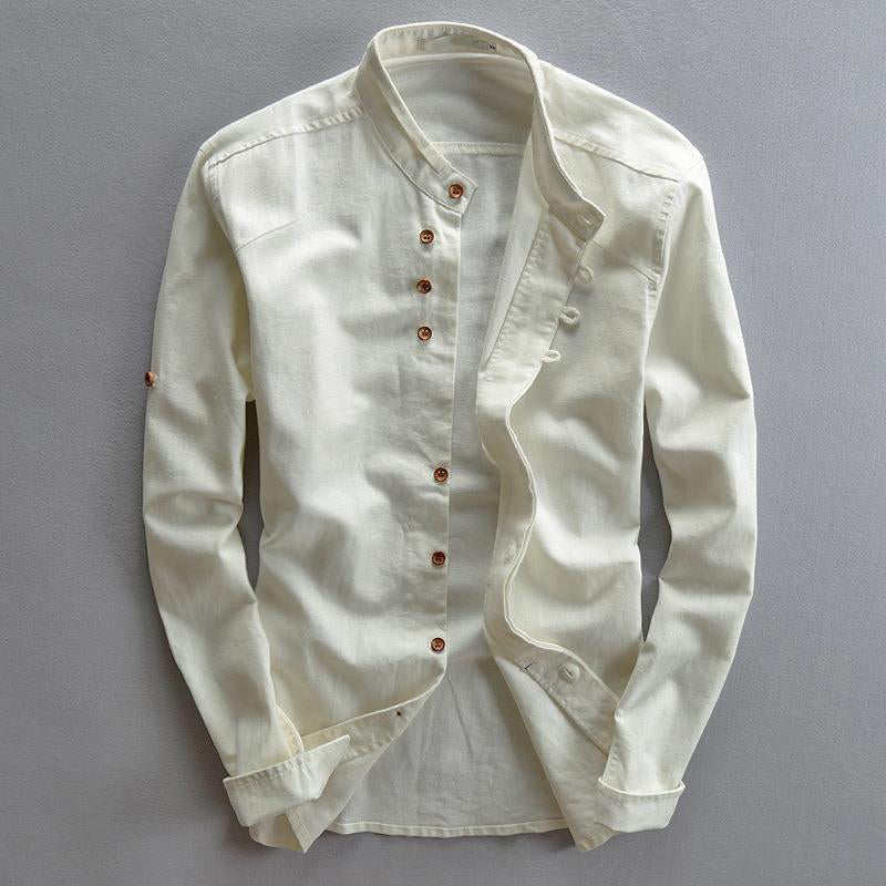 Men's Osaka Linen Shirt | Orange Buttons Side