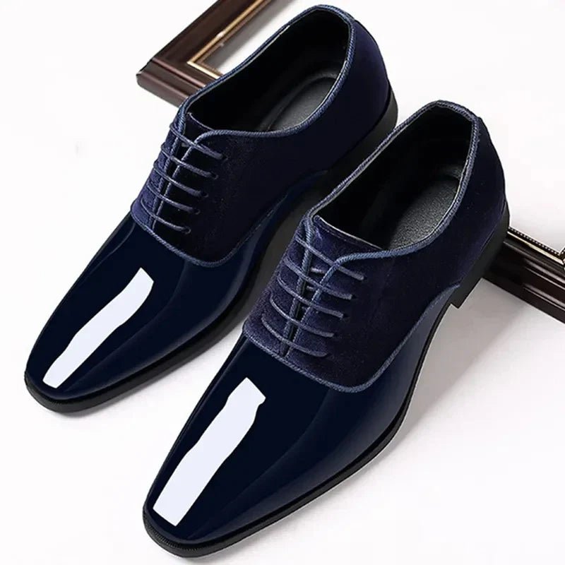 Men's Oxford Dress Shoes | Patent Suede Contrast Finish Back