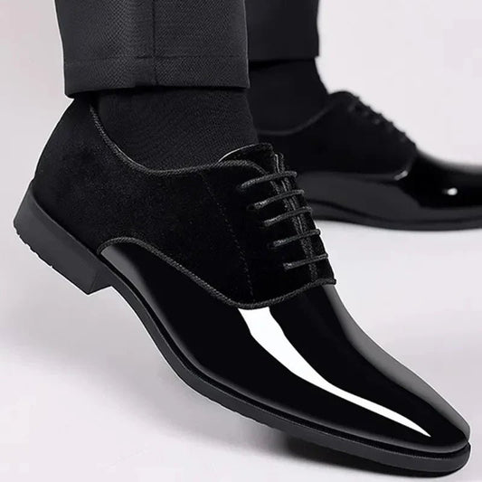 Men's Oxford Dress Shoes | Patent Suede Contrast Finish Hero