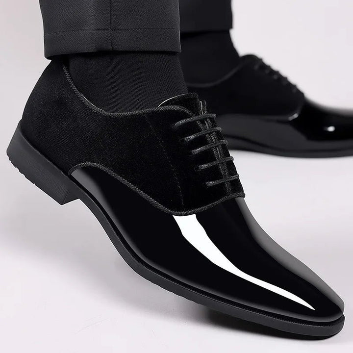 Men's Oxford Dress Shoes | Patent Suede Contrast Finish Lifestyle