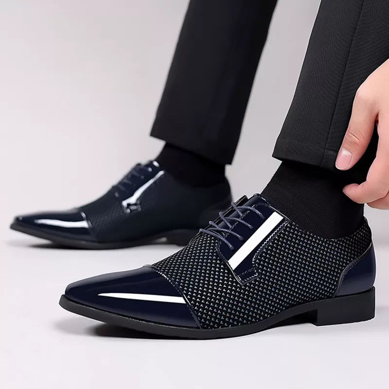 Men's Oxford Wedding Shoes | Cap Toe Contrast Texture Detail Back
