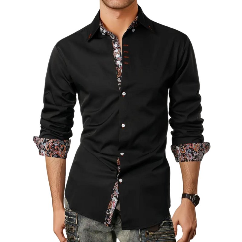 Men's Paisley Slim Fit Shirt Top Angle