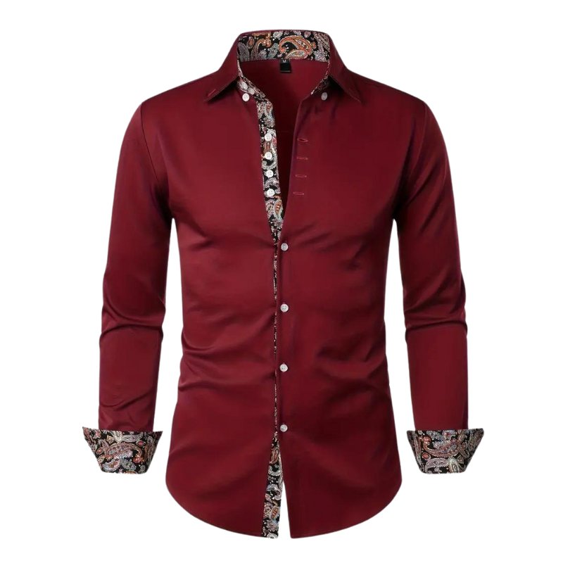 Men's Paisley Slim Fit Shirt Top Back