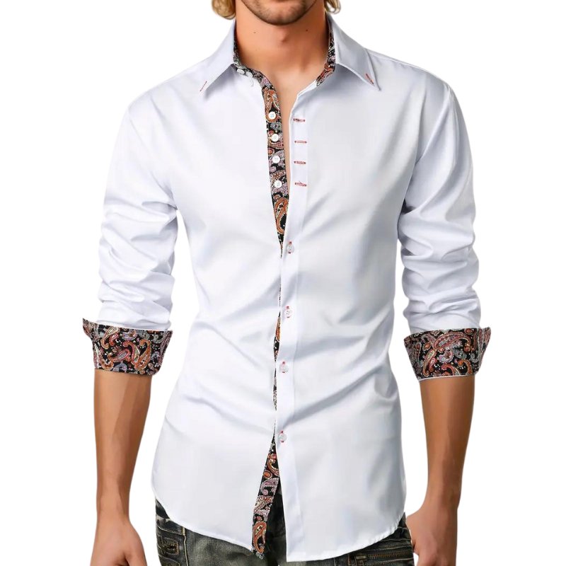Men's Paisley Slim Fit Shirt Top Close Up