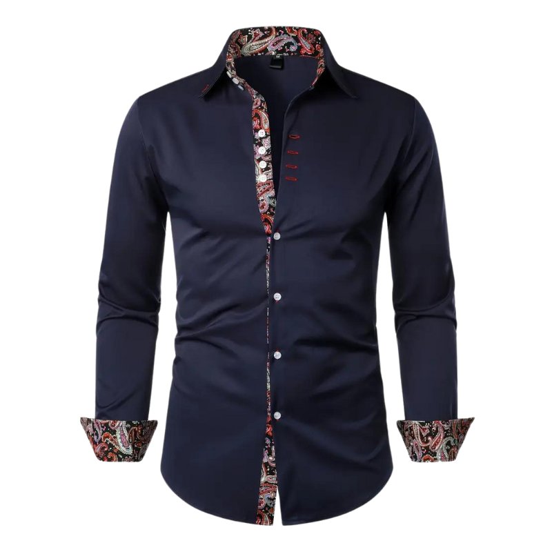 Men's Paisley Slim Fit Shirt Top Detail
